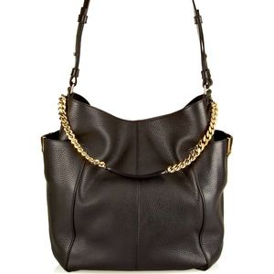 Jimmy Choo Black Leather Shoulder Bag with Gold Chain